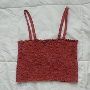 AE Pink Smocked Crop Top